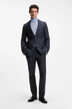 Patterned slim-fit blazer in Italian virgin wool
