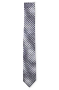Patterned tie in cotton and wool