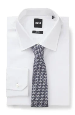 Patterned tie in cotton and wool