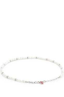 Pearl necklace with irregular metal beads