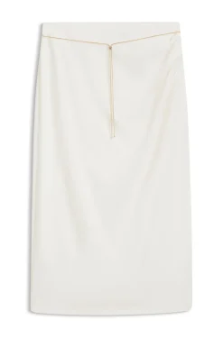 Pencil skirt with gold-tone chain belt