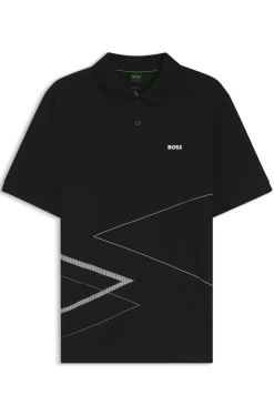 Pima-cotton polo shirt with placed print