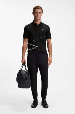 Pima-cotton polo shirt with placed print