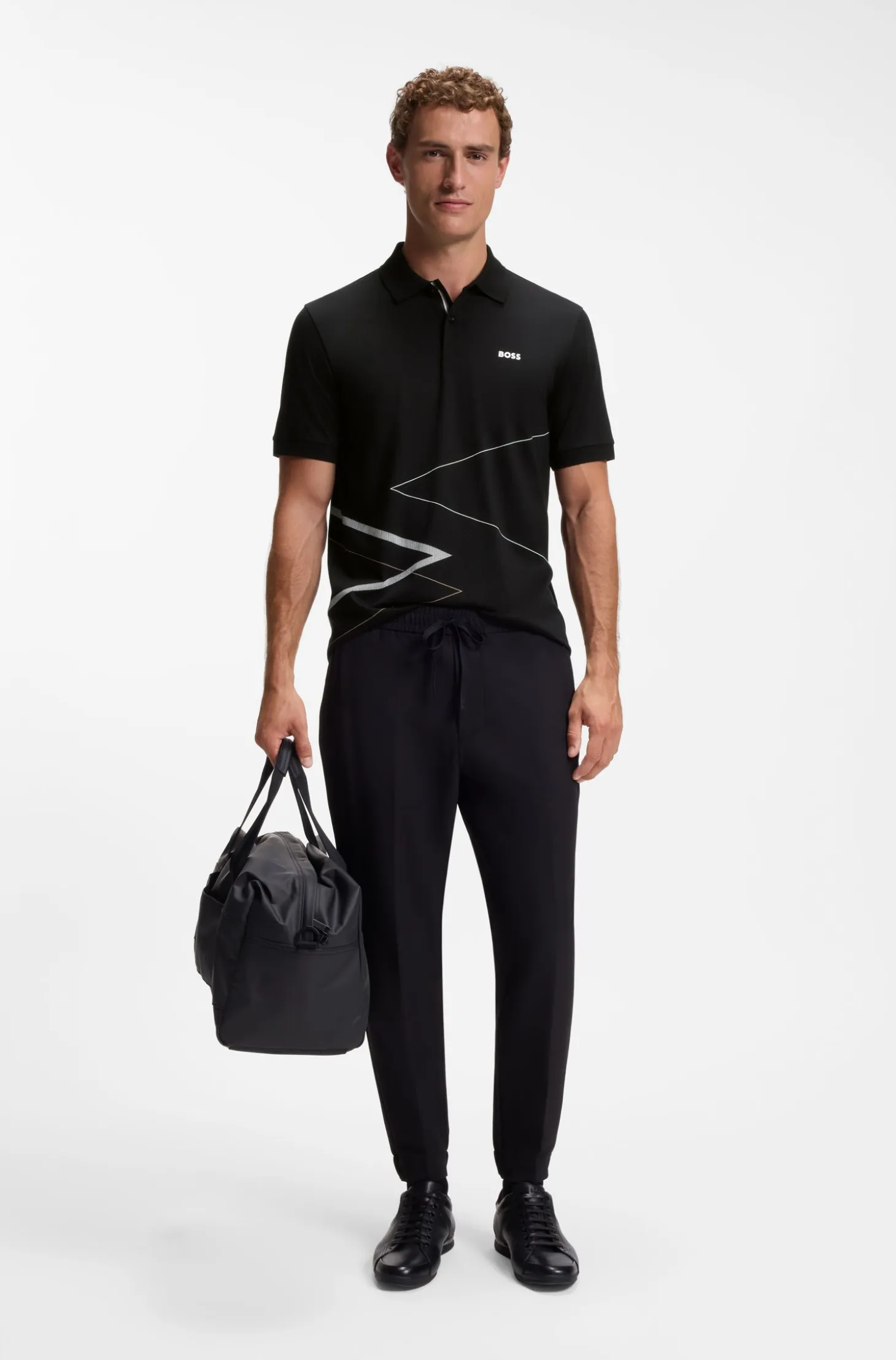 Pima-cotton polo shirt with placed print
