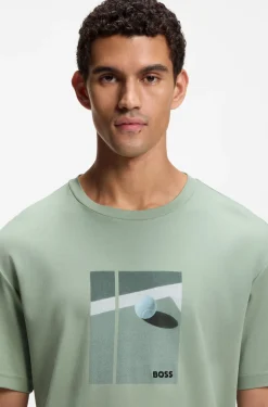Pima-cotton T-shirt with tennis artwork