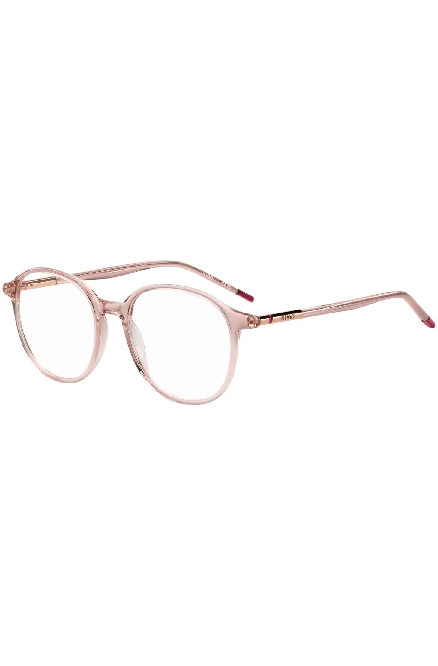 Pink-acetate optical frames with tubular temples