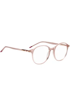 Pink-acetate optical frames with tubular temples