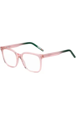 Pink-acetate optical frames with green end-tips