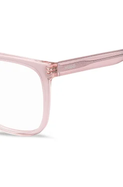 Pink-acetate optical frames with green end-tips