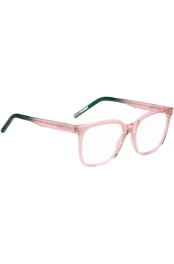 Pink-acetate optical frames with green end-tips