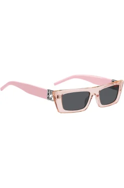 Pink-acetate sunglasses with 3D monogram