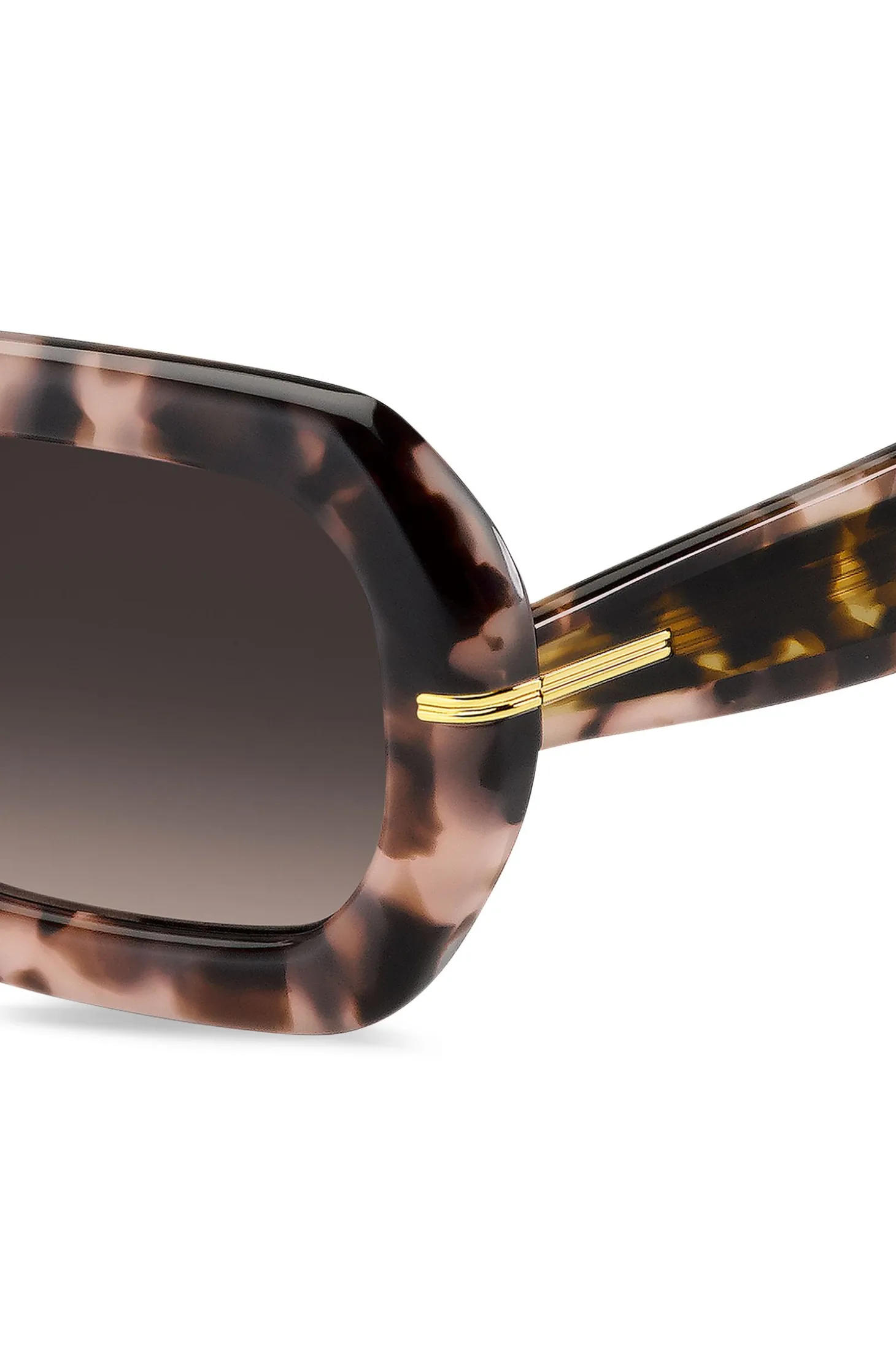 Pink-Havana sunglasses with gold-tone hinges