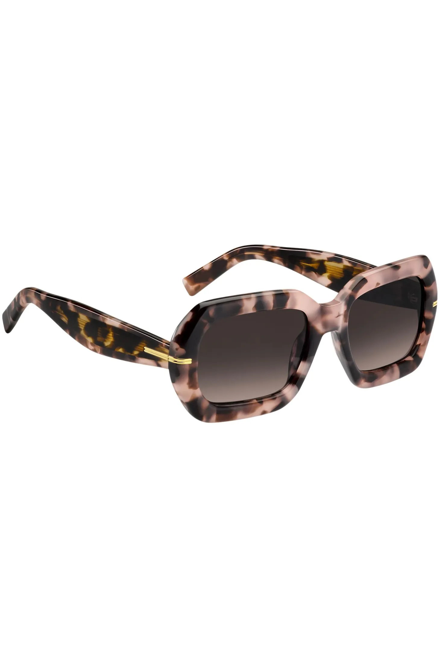 Pink-Havana sunglasses with gold-tone hinges