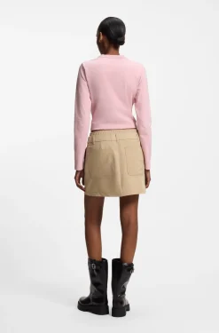Pinstripe mini skirt with double waistband