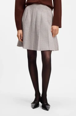 Pleated mini skirt with micro check
