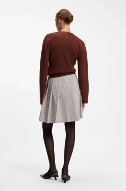 Pleated mini skirt with micro check