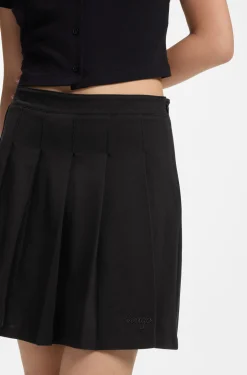 Pleated skirt in stretch cotton with integrated shorts