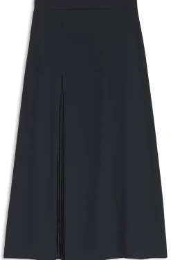 Pleat-front A-line midi skirt