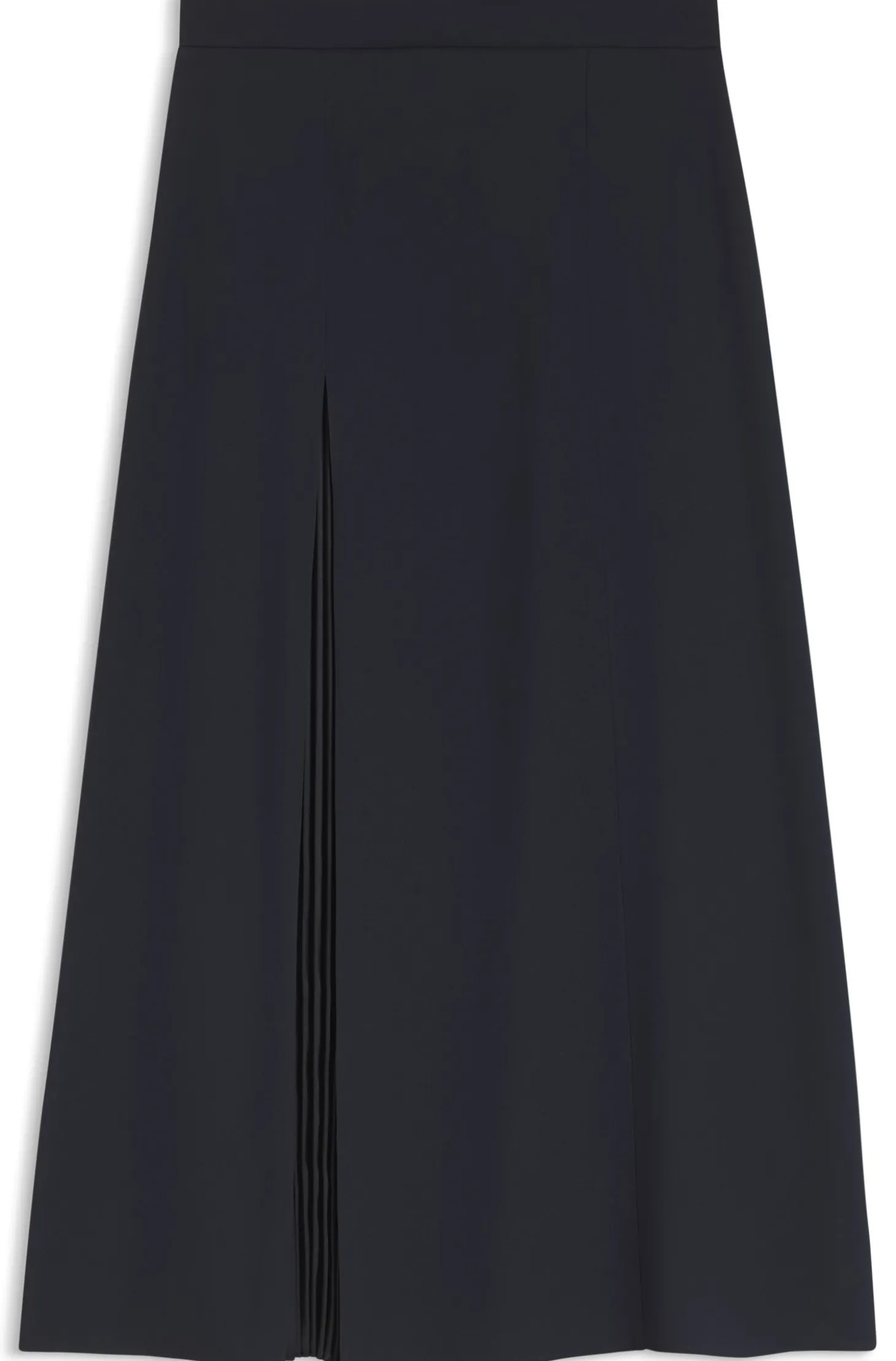 Pleat-front A-line midi skirt