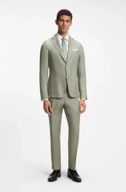 Pleat-front trousers in a linen blend