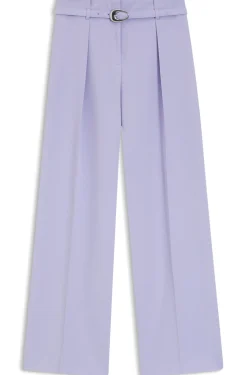 Pleat-front trousers with buckled belt