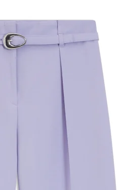 Pleat-front trousers with buckled belt