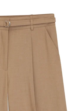Pleat-front trousers with buckled belt