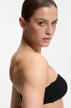 Plissé bandeau bikini top with Double B monogram
