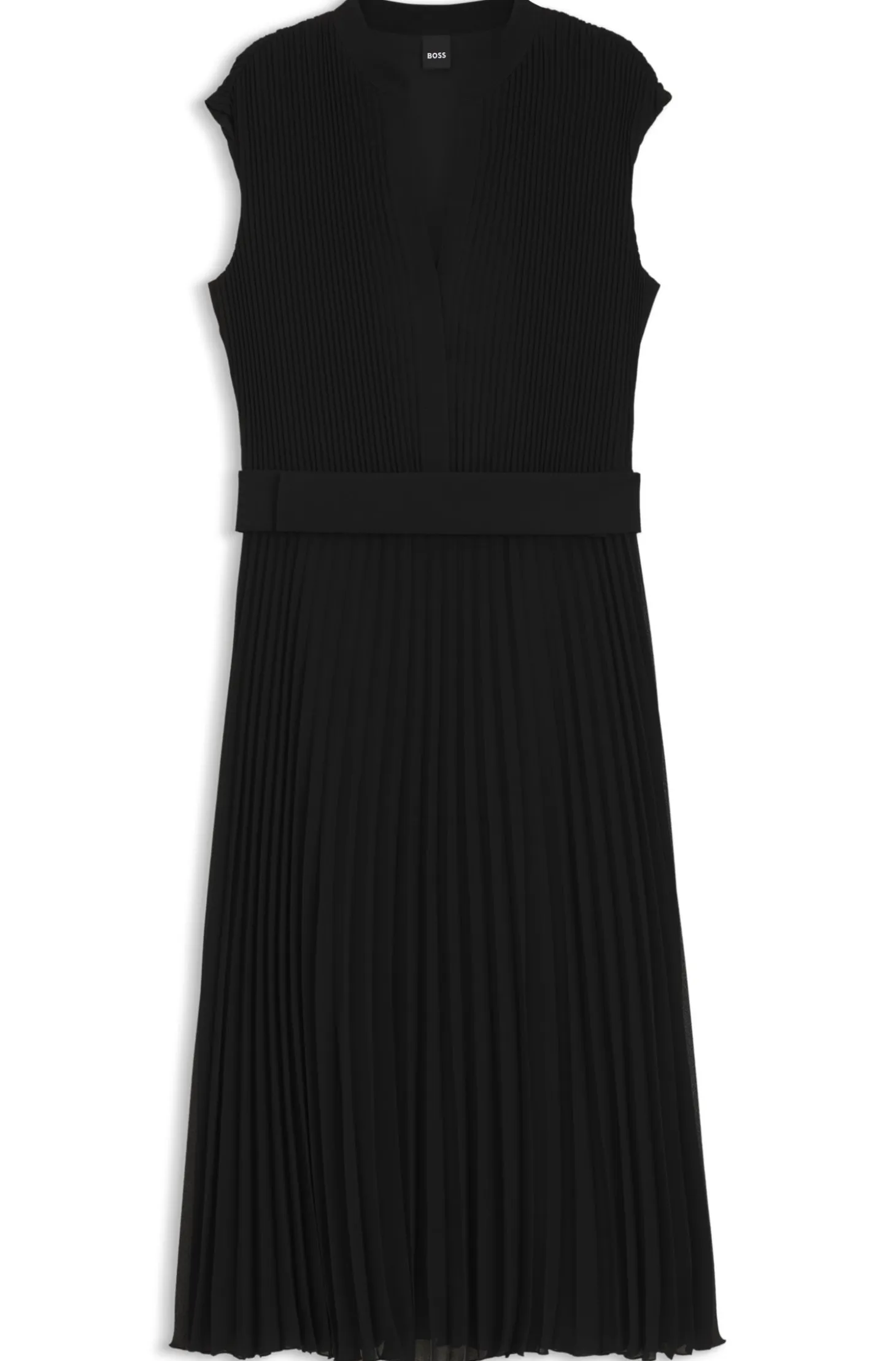 Plissé-crepe dress with notch neckline