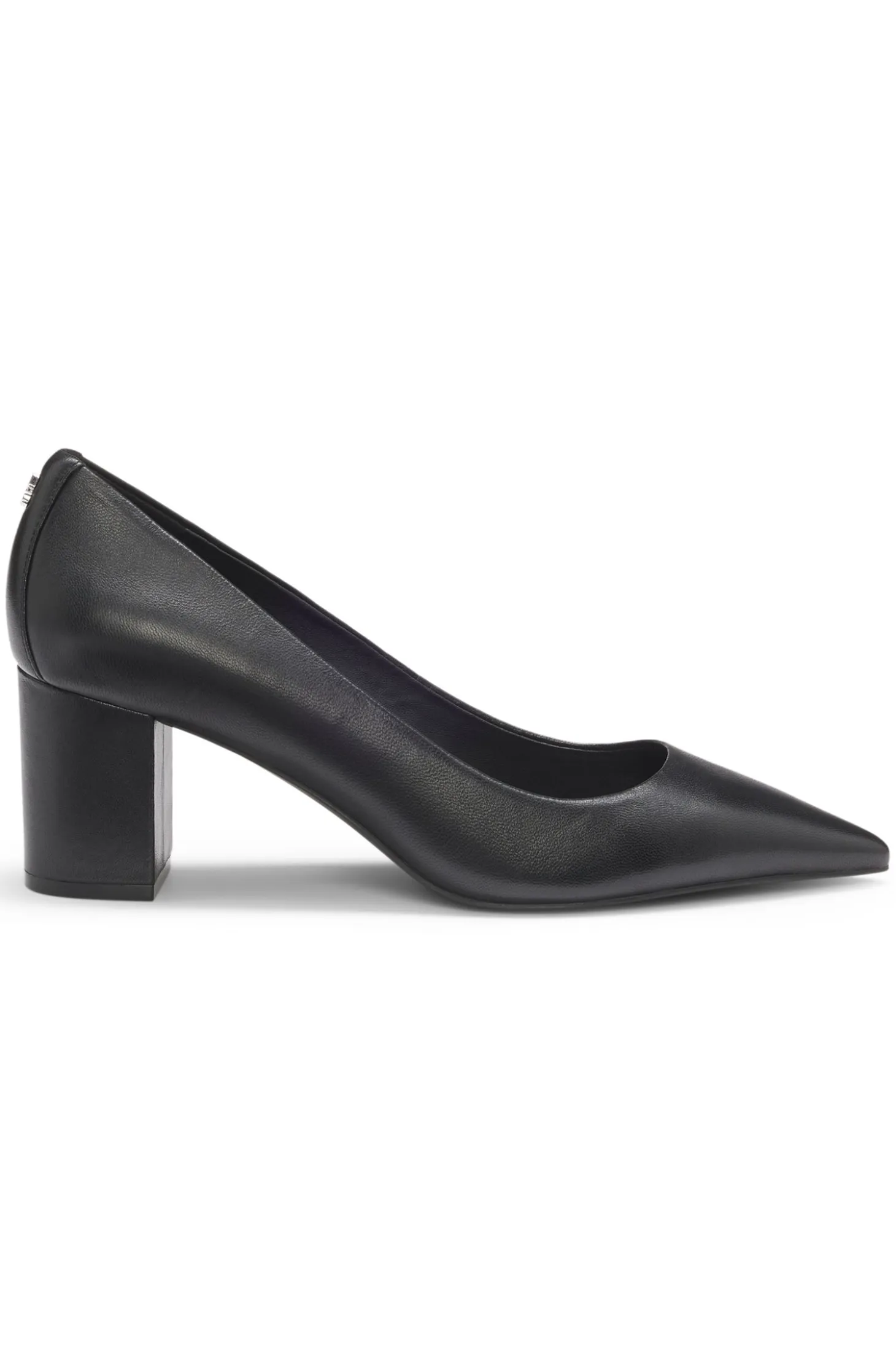 Pointed-toe pumps in nappa leather with chunky heel