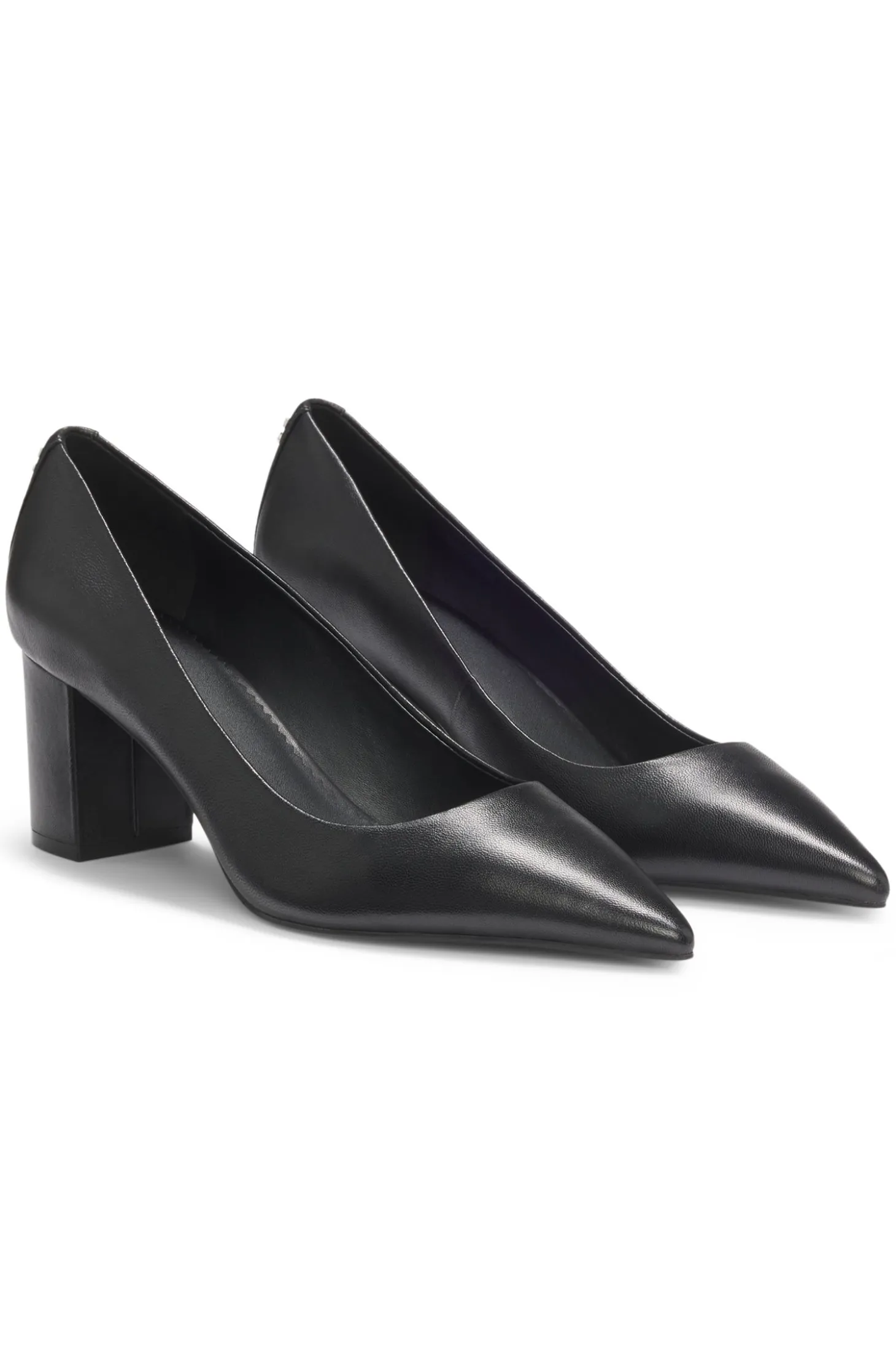 Pointed-toe pumps in nappa leather with chunky heel