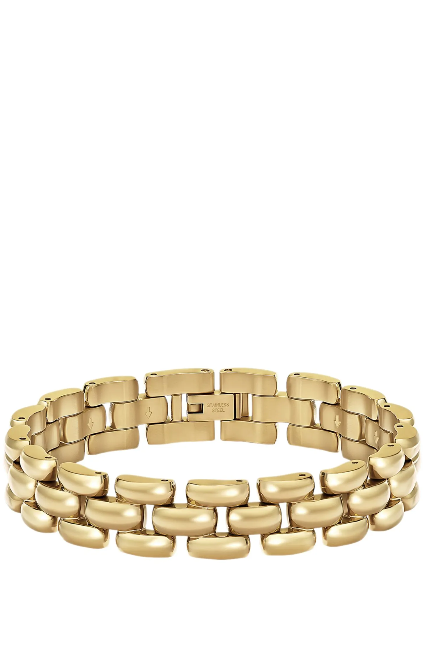 Polished bracelet with engraved logo detail