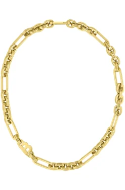 Polished-link necklace with monogram element