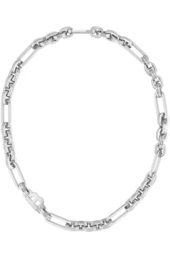 Polished-link necklace with monogram element