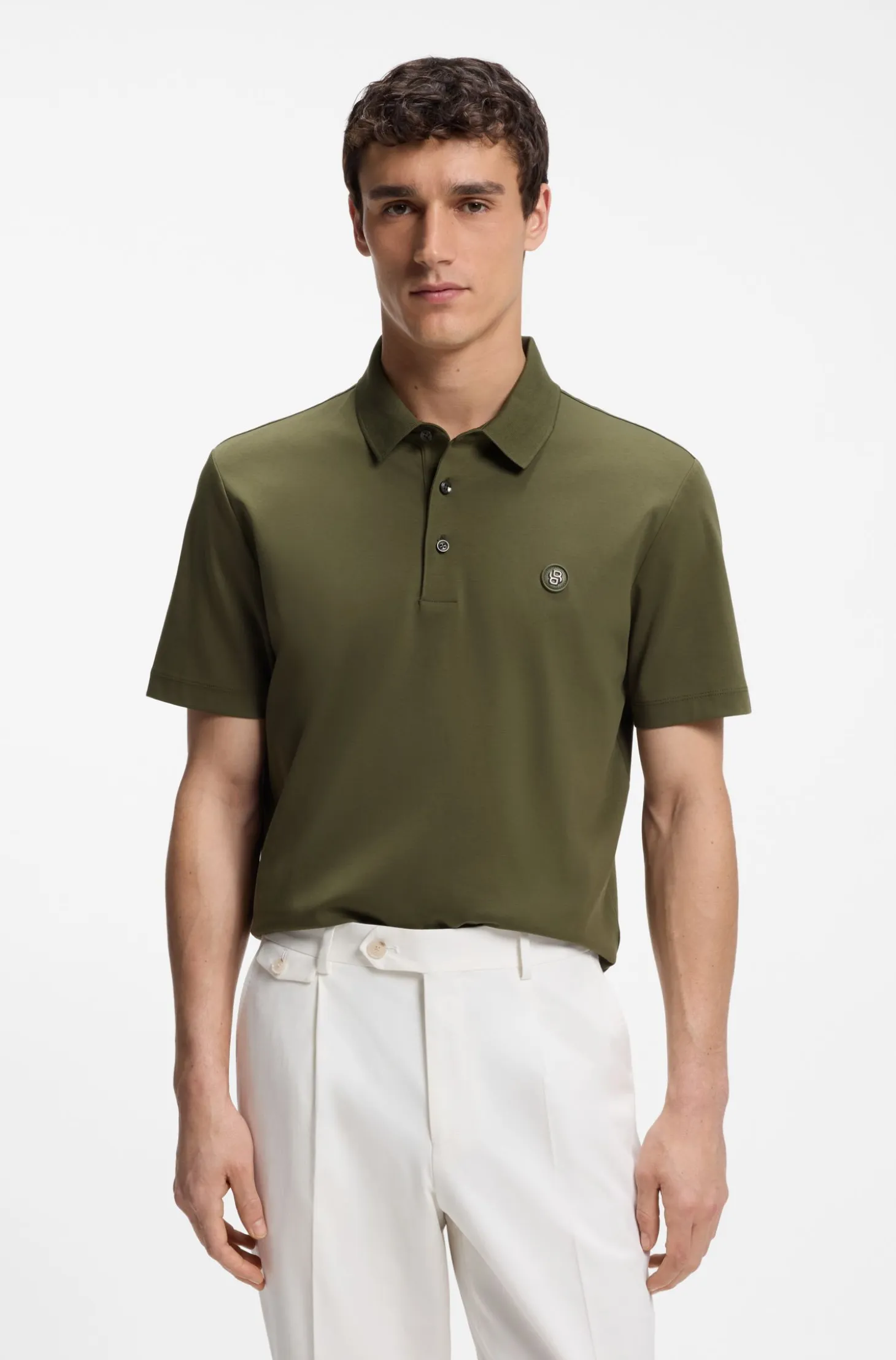 Polo shirt in mercerised cotton with Double B monogram