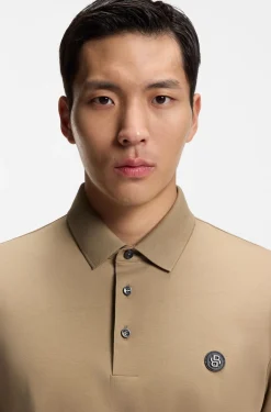 Polo shirt in mercerised cotton with Double B monogram