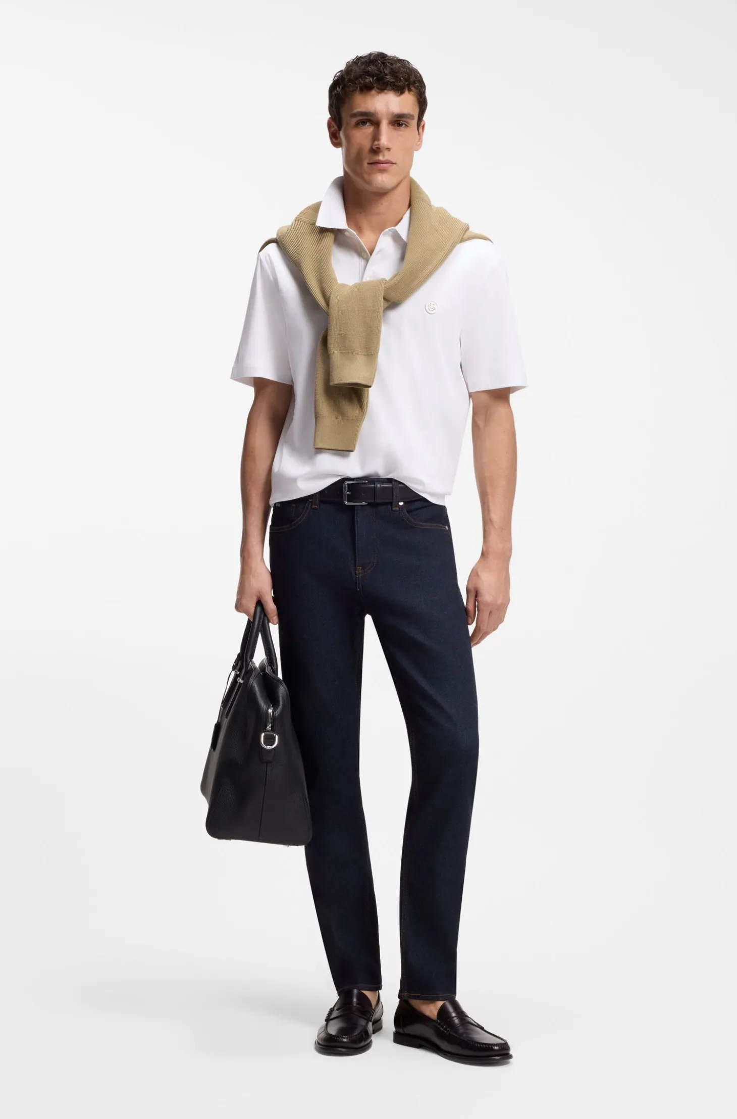 Polo shirt in mercerised cotton with Double B monogram