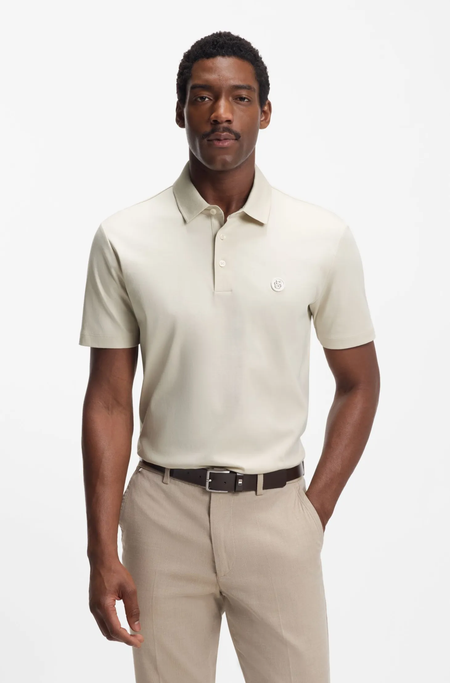 Polo shirt in mercerised cotton with Double B monogram