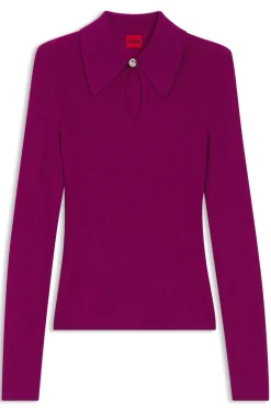 Polo sweater in a wool blend with cashmere