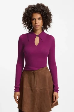 Polo sweater in a wool blend with cashmere