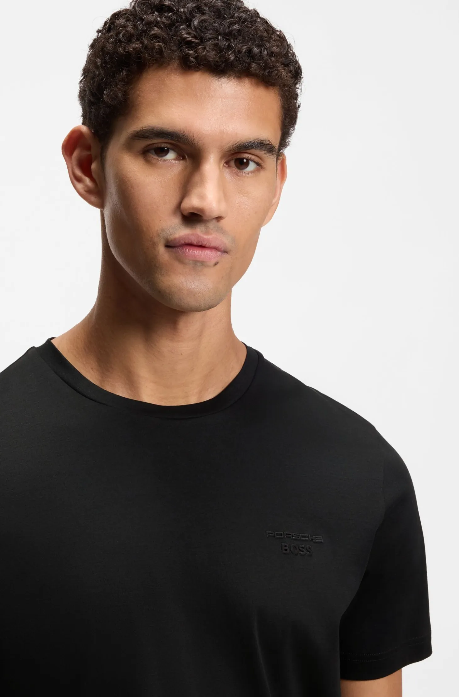 Porsche x BOSS mercerised-cotton T-shirt with reflective branding