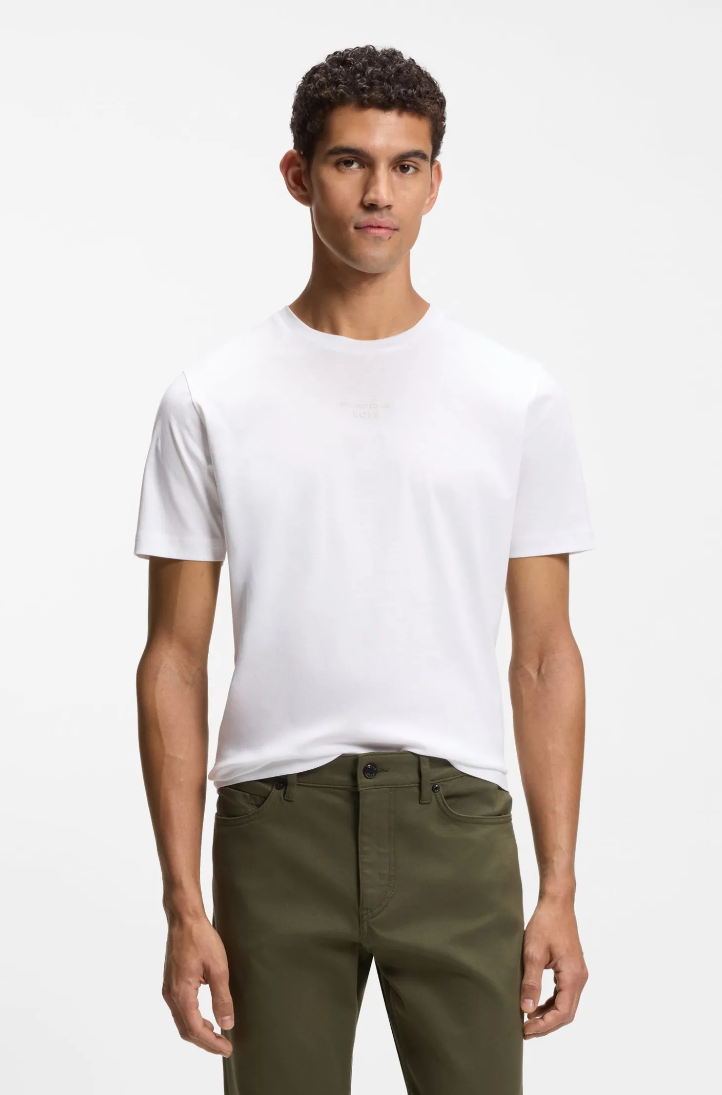 Porsche x BOSS mercerised-cotton T-shirt with rear graphics