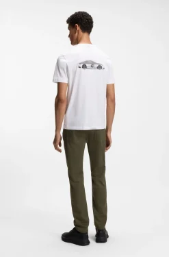 Porsche x BOSS mercerised-cotton T-shirt with rear graphics
