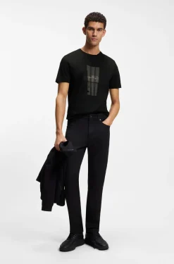 Porsche x BOSS T-shirt in mercerized cotton with reflective graphic print