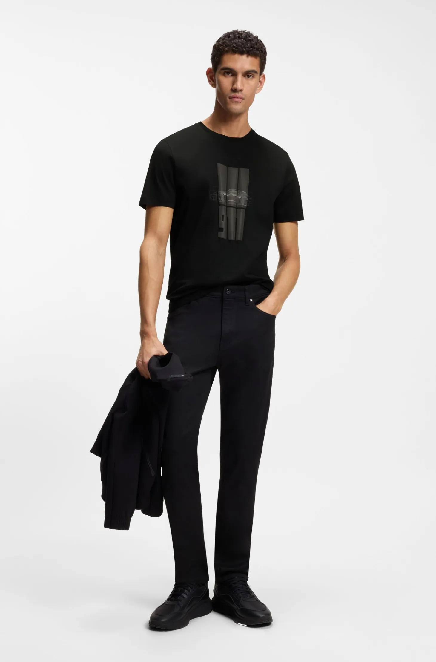Porsche x BOSS T-shirt in mercerized cotton with reflective graphic print