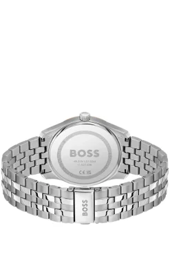 PRINCIPLE MASTER Grey-textured-dial watch with multi-link bracelet