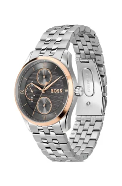PRINCIPLE MASTER Grey-textured-dial watch with multi-link bracelet