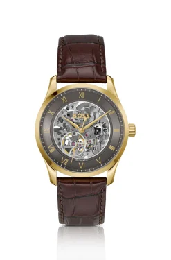 PRINCIPLE SKELETON Gold-tone automatic watch with skeleton dial