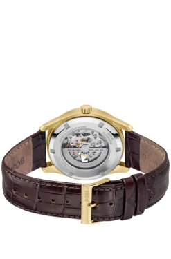 PRINCIPLE SKELETON Gold-tone automatic watch with skeleton dial