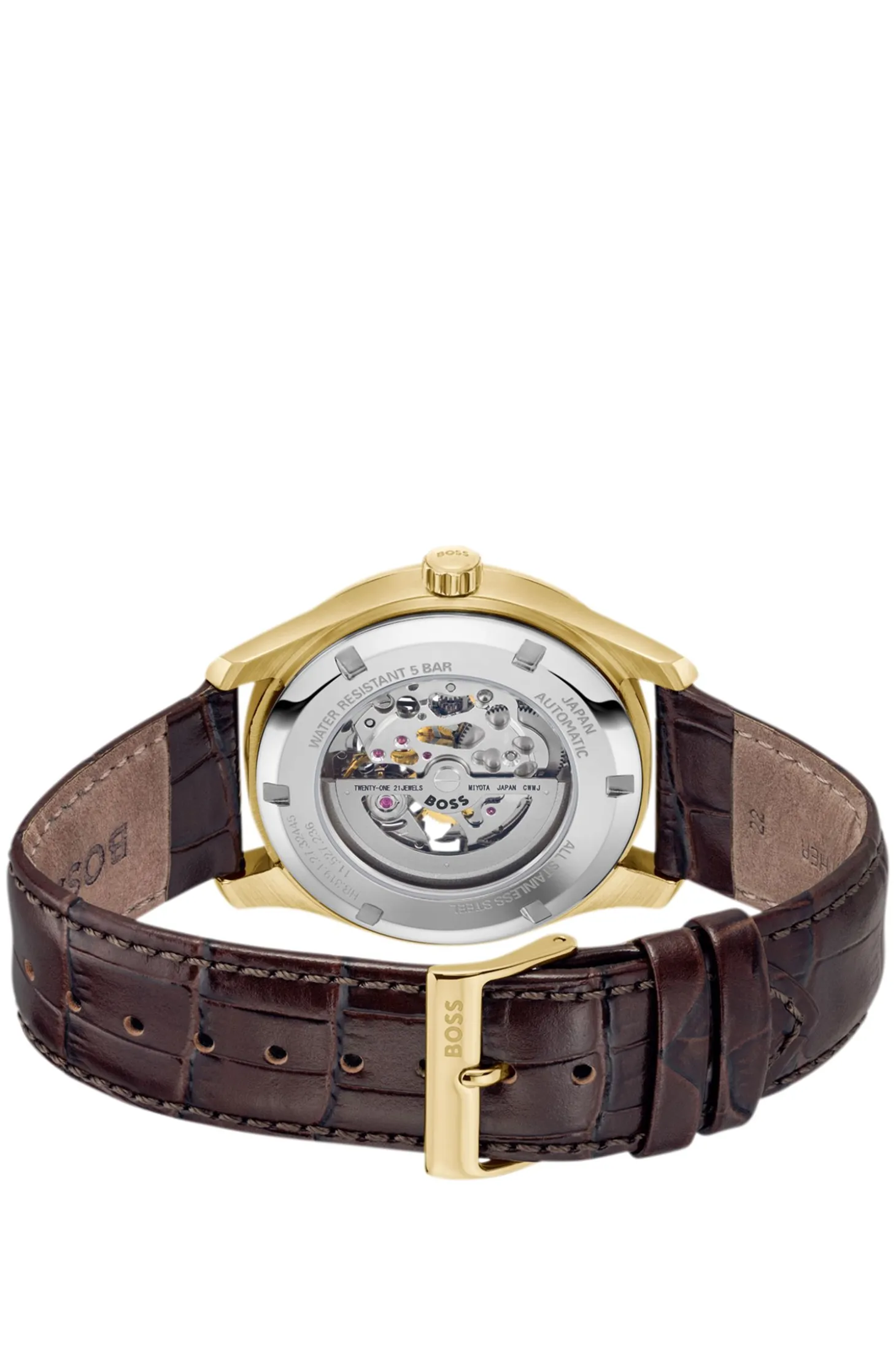 PRINCIPLE SKELETON Gold-tone automatic watch with skeleton dial